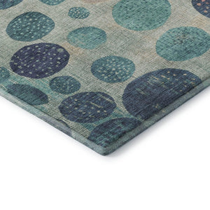 HomeRoots 9' X 12' Stylish Teal Pink Beige Area Rug - Washable, UV Protected, Durable, Perfect for Kids & Pets! 709245