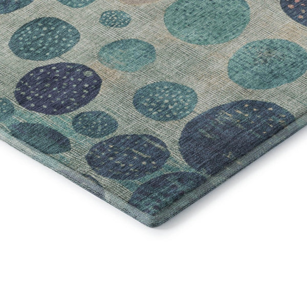 HomeRoots 10' X 14' Stylish Teal Pink & Beige Geometric Washable Area Rug with UV Protection for Modern Homes 709246