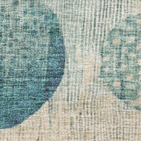 HomeRoots 10' X 14' Stylish Teal Pink & Beige Geometric Washable Area Rug with UV Protection for Modern Homes 709246