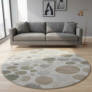 HomeRoots 8' X 10' Taupe Beige & Ivory Geometric Washable Area Rug - UV Protected, Stain Resistant & Stylish 709250