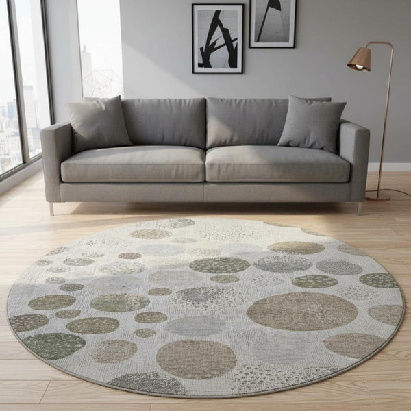 HomeRoots 8' X 10' Taupe Beige & Ivory Geometric Washable Area Rug - UV Protected, Stain Resistant & Stylish 709250