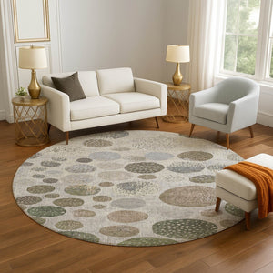 HomeRoots 8' X 10' Taupe Beige & Ivory Geometric Washable Area Rug - UV Protected, Stain Resistant & Stylish 709250