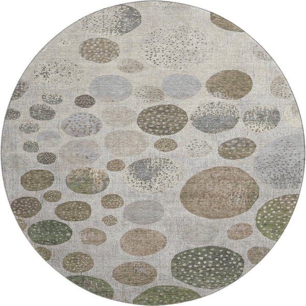 HomeRoots 8' X 10' Taupe Beige & Ivory Geometric Washable Area Rug - UV Protected, Stain Resistant & Stylish 709250