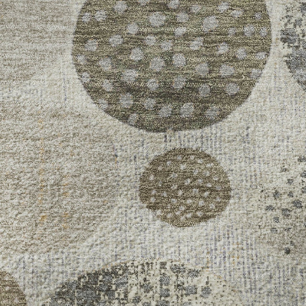 HomeRoots 8' X 10' Taupe Beige & Ivory Geometric Washable Area Rug - UV Protected, Stain Resistant & Stylish 709250