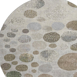 HomeRoots 8' X 10' Taupe Beige & Ivory Geometric Washable Area Rug - UV Protected, Stain Resistant & Stylish 709250