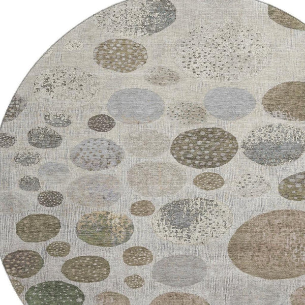 HomeRoots 8' X 10' Taupe Beige & Ivory Geometric Washable Area Rug - UV Protected, Stain Resistant & Stylish 709250