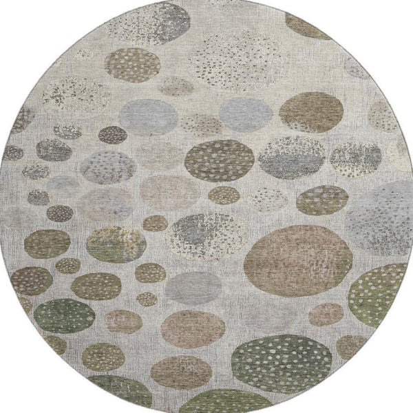 HomeRoots 8' X 10' Taupe Beige & Ivory Geometric Washable Area Rug - UV Protected, Stain Resistant & Stylish 709250