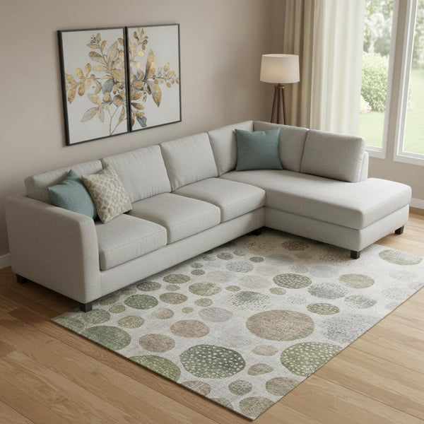 HomeRoots 10' X 14' Taupe Beige & Ivory Geometric Area Rug - Stain Resistant, UV Protected, Easy Care Style! 709252