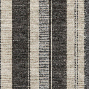 HomeRoots 5' X 8' Stylish Black Ivory Gray Striped Washable Area Rug – UV Protected, Stain Resistant Comfort 709260