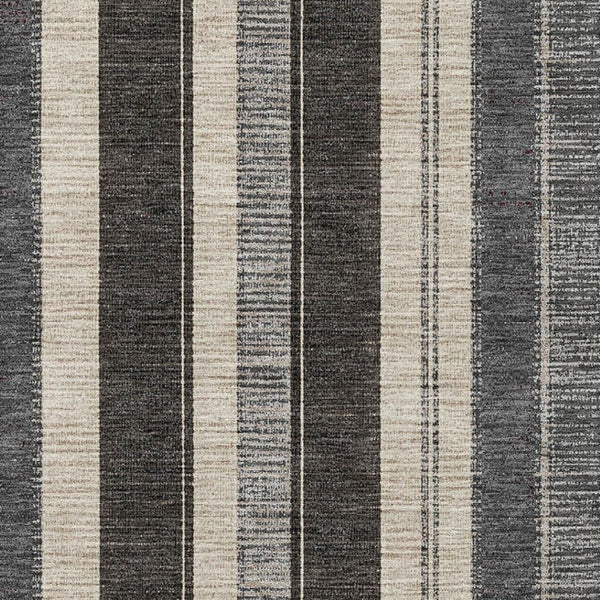 HomeRoots 5' X 8' Stylish Black Ivory Gray Striped Washable Area Rug – UV Protected, Stain Resistant Comfort 709260