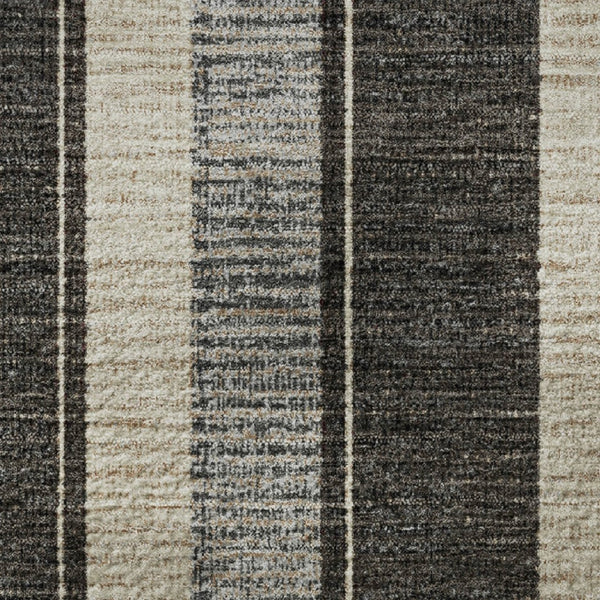 HomeRoots 8' X 10' Washable Black, Ivory & Gray Striped Area Rug with UV Protection for Busy Homes & Pets 709262