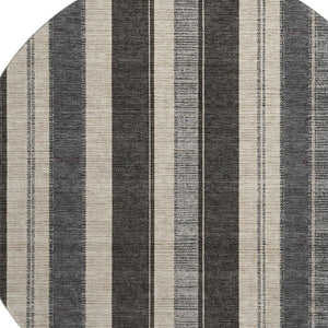HomeRoots 8' X 10' Washable Black, Ivory & Gray Striped Area Rug with UV Protection for Busy Homes & Pets 709262