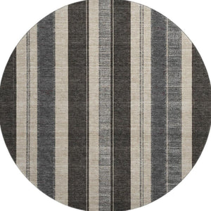 HomeRoots 8' X 10' Washable Black, Ivory & Gray Striped Area Rug with UV Protection for Busy Homes & Pets 709262
