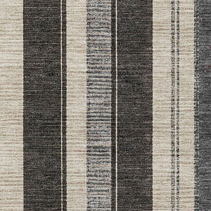 HomeRoots 10' X 14' Black Ivory Gray Striped Washable Area Rug – UV Protected, Stain-Resistant & Durable Design 709264
