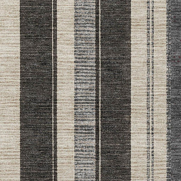 HomeRoots 10' X 14' Black Ivory Gray Striped Washable Area Rug – UV Protected, Stain-Resistant & Durable Design 709264