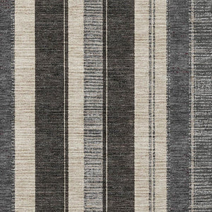 HomeRoots 10' X 14' Black Ivory Gray Striped Washable Area Rug – UV Protected, Stain-Resistant & Durable Design 709264