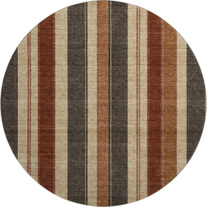 HomeRoots 8' X 10' Chocolate Rust Beige Striped Area Rug – Durable, Washable, UV Protected for Everyday Living 709268