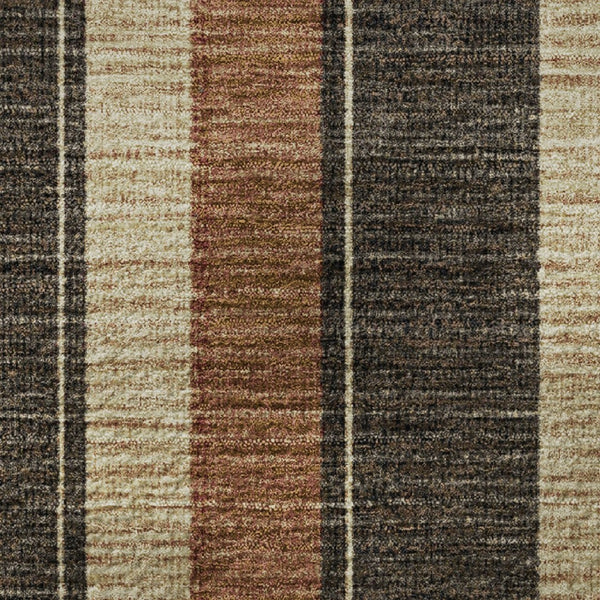 HomeRoots 8' X 10' Chocolate Rust Beige Striped Area Rug – Durable, Washable, UV Protected for Everyday Living 709268