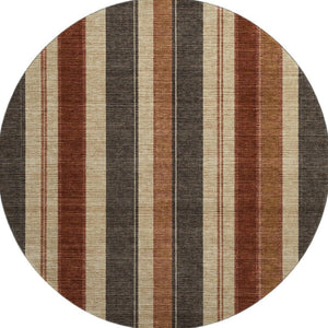 HomeRoots 8' X 10' Chocolate Rust Beige Striped Area Rug – Durable, Washable, UV Protected for Everyday Living 709268