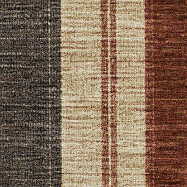 HomeRoots 9' X 12' Chocolate Rust & Beige Striped Washable Area Rug – Durable, UV-Protected, Pet-Friendly Design! 709269
