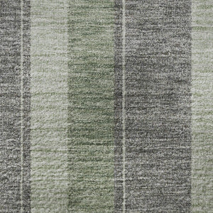 HomeRoots 8' X 10' Green and Gray Striped Area Rug - Washable, UV-Protected, Ideal for High-Traffic Spaces! 709274