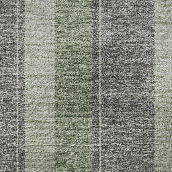 HomeRoots 8' X 10' Green and Gray Striped Area Rug - Washable, UV-Protected, Ideal for High-Traffic Spaces! 709274