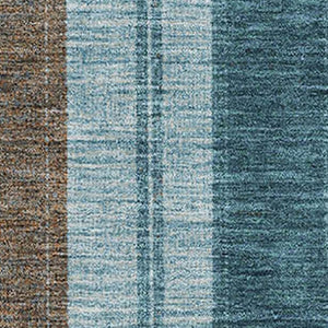 HomeRoots 5' X 8' Teal and Brown Striped Washable Area Rug - Durable, UV-Protected, Perfect for High-Traffic Spaces! 709278