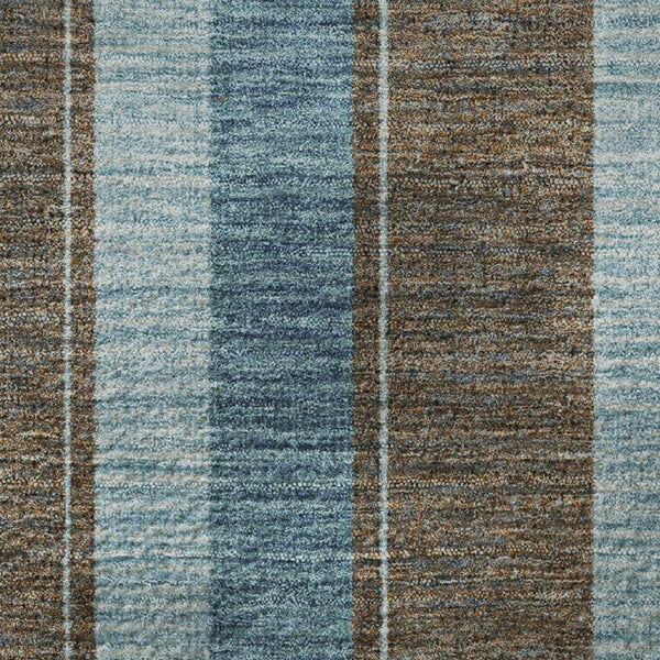 HomeRoots 8' X 10' Washable Teal & Brown Striped Area Rug with UV Protection for Stylish, Durable Spaces 709280