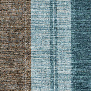 HomeRoots 10' X 14' Stylish Teal and Brown Striped Washable Area Rug with UV Protection for High-Traffic Rooms 709282