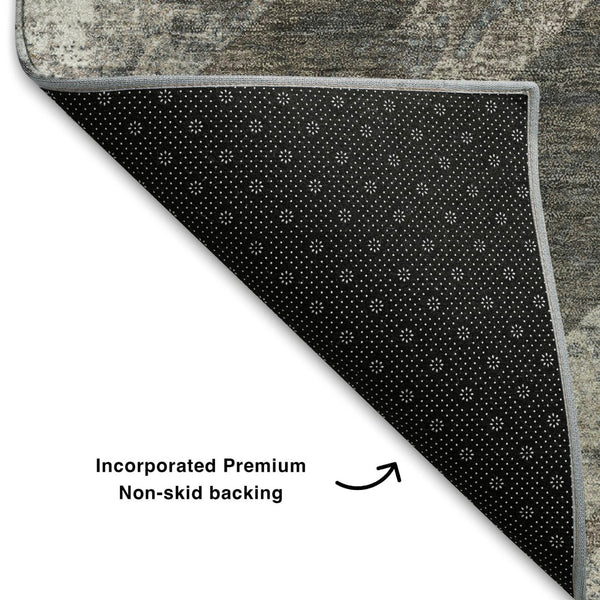 HomeRoots 8' X 10' Geometric Area Rug in Brown, Gray, Ivory – Washable, UV-Resistant, Kid & Pet Friendly! 709286