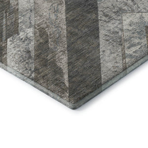 HomeRoots 8' X 10' Geometric Area Rug in Brown, Gray, Ivory – Washable, UV-Resistant, Kid & Pet Friendly! 709286
