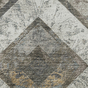 HomeRoots 8' X 10' Geometric Area Rug in Brown, Gray, Ivory – Washable, UV-Resistant, Kid & Pet Friendly! 709286