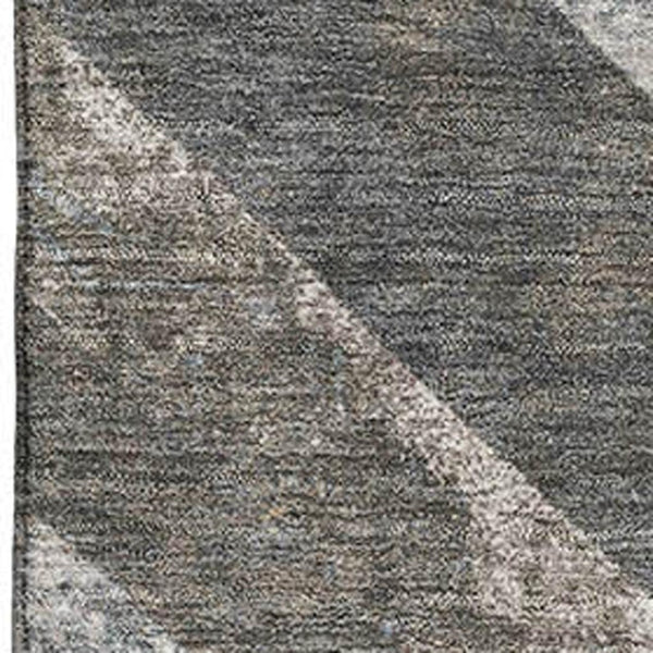 HomeRoots 9' X 12' Modern Geometric Washable Area Rug in Brown, Gray & Ivory with UV Protection & Non-Slip Backing 709287