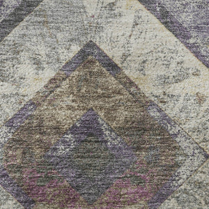 HomeRoots 10' X 14' Geometric Purple Gold Ivory Washable Area Rug - Durable, UV-Protected for Modern Spaces 709300