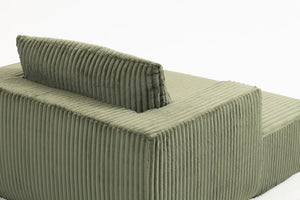 English Elm Sofa Bed Compact Corduroy Convertible Sleeper with Lumbar Pillows for Studio Apartments Green W3326P345960