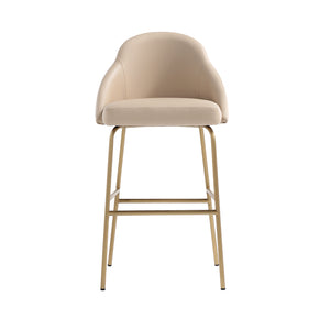 English Elm Gracie Tan and Gold Leatherette Barstool with Gold Steel Legs, High-Density Foam, 29.1" Seat Height B365P398001