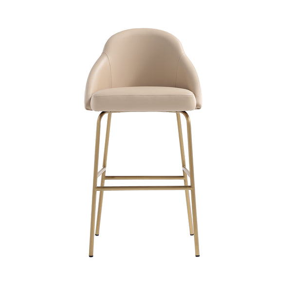 English Elm Gracie Tan and Gold Leatherette Barstool with Gold Steel Legs, High-Density Foam, 29.1" Seat Height B365P398001