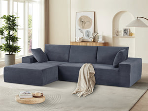 English Elm Cozyform Convertible Sectional Sofa In Dark Gray Corduroy, No Assembly Modern Couch For Any Space B2735P359711