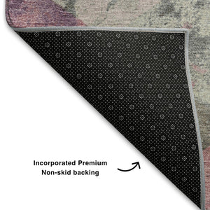 HomeRoots 9' X 12' Blush Gray & Silver Geometric Area Rug - Washable, Stain Resistant, UV Protected, Non-Slip 709305