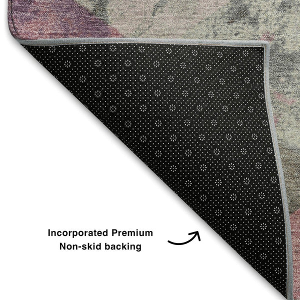 HomeRoots 9' X 12' Blush Gray & Silver Geometric Area Rug - Washable, Stain Resistant, UV Protected, Non-Slip 709305