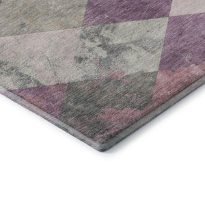 HomeRoots 9' X 12' Blush Gray & Silver Geometric Area Rug - Washable, Stain Resistant, UV Protected, Non-Slip 709305