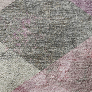 HomeRoots 9' X 12' Blush Gray & Silver Geometric Area Rug - Washable, Stain Resistant, UV Protected, Non-Slip 709305