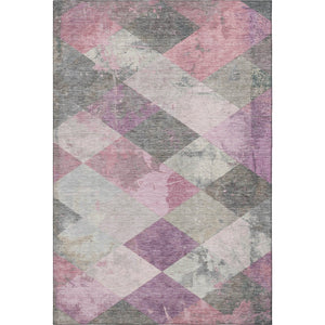 HomeRoots 9' X 12' Blush Gray & Silver Geometric Area Rug - Washable, Stain Resistant, UV Protected, Non-Slip 709305