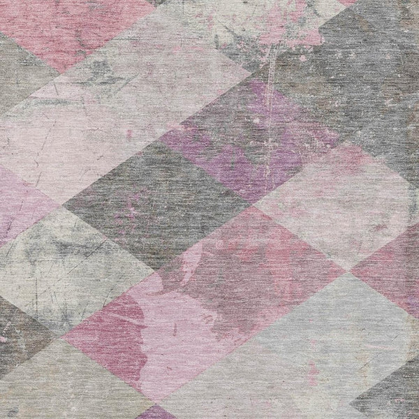 HomeRoots 10' X 14' Blush Gray & Silver Geometric Area Rug - Washable, Durable, UV Protected for Modern Homes 709306