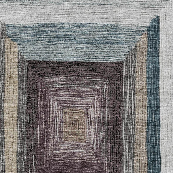 HomeRoots 5' X 8' Modern Beige Ivory Charcoal Geometric Area Rug - Washable, Durable, UV Protected Design 709314