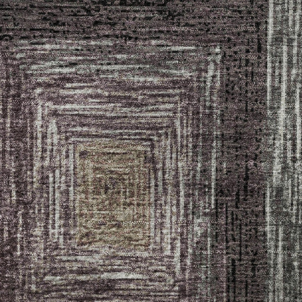HomeRoots 8' X 10' Washable Beige, Ivory & Charcoal Geometric Area Rug with UV Protection for High-Traffic Spaces 709316