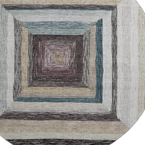 HomeRoots 8' X 10' Washable Beige, Ivory & Charcoal Geometric Area Rug with UV Protection for High-Traffic Spaces 709316