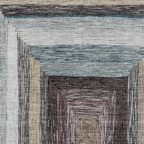 HomeRoots 10' X 14' Modern Geometric Area Rug in Beige, Ivory & Charcoal – Washable, UV Protected & Stain Resistant! 709318