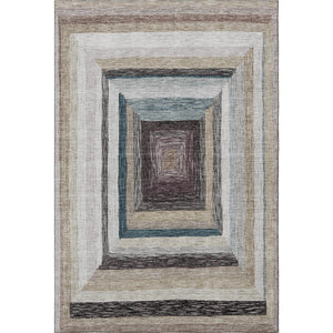 HomeRoots 10' X 14' Modern Geometric Area Rug in Beige, Ivory & Charcoal – Washable, UV Protected & Stain Resistant! 709318