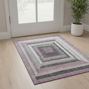 HomeRoots 5' X 8' Blush Ivory Charcoal Geometric Area Rug - Washable, UV Protected, Stain Resistant Style! 709320